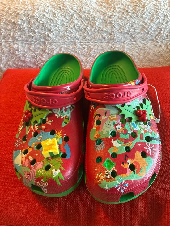 CROCS Shoes - Disney Parks Christmas Crocs M10 W13Mickey & Friends 2023 Holiday Presents Red